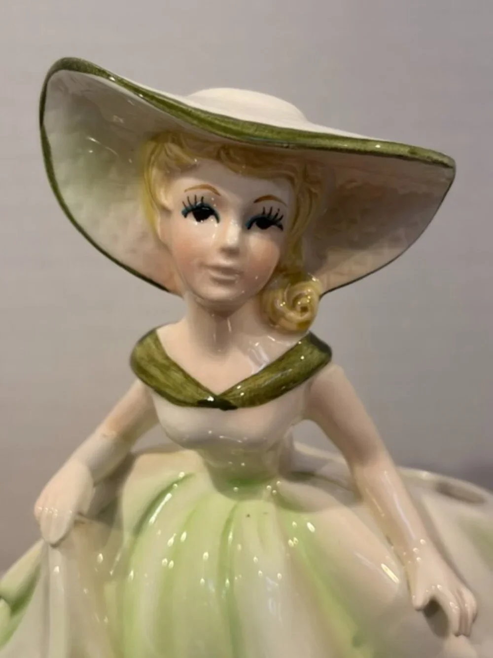 Relpo 5940 Lady with Green and Blue Dress Planter Vase
